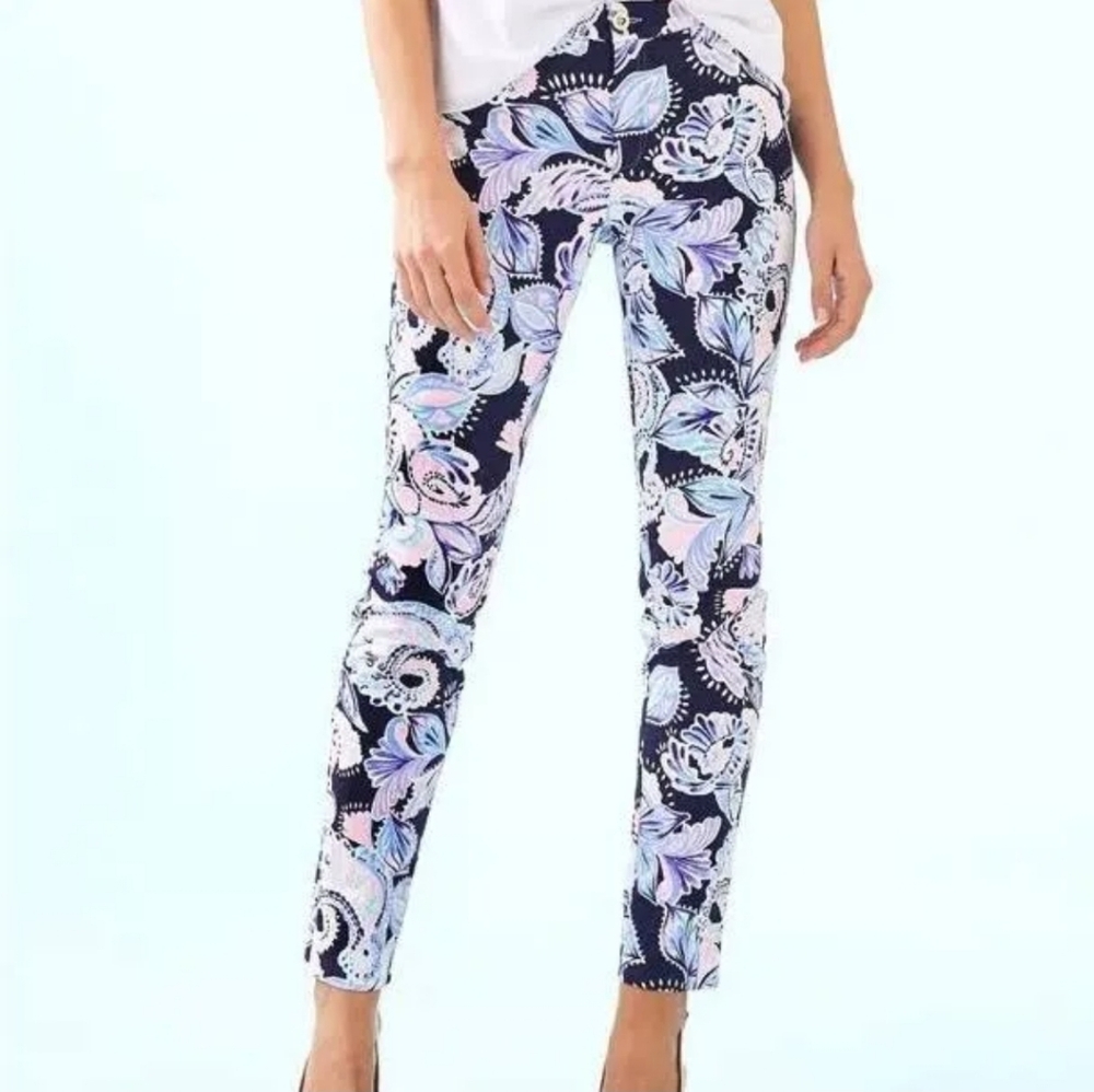 Lilly Pulitzer Kelly High Rise Ankle Pants in Holy Flockamolie 2 Coastal Preppy
